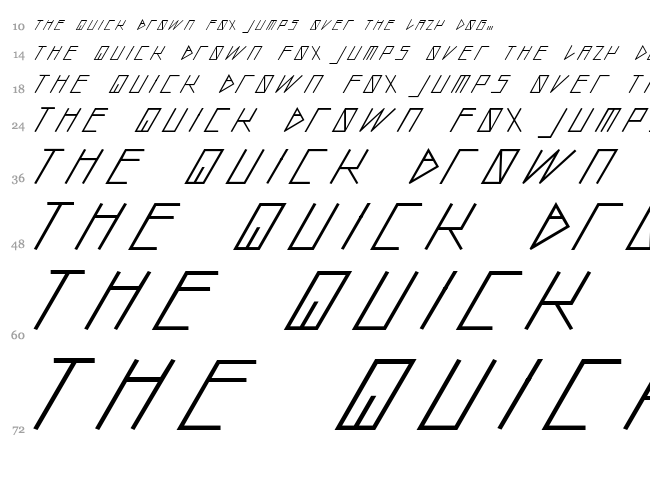Slanted Italic Shift font waterfall